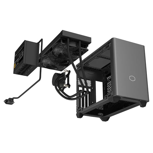 Cooler Master NR200P MAX V2 Mini-ITX PC Case Bundle – Includes 280mm AIO Liquid Cooler + 850W SFX 80 Plus Gold Power Supply PCIe 5.1 Ready PSU + PCIe 4.0 Riser Cable, Vertical GPU Mount