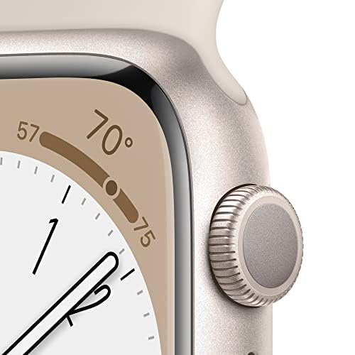 Apple Watch Series 8 [GPS, 45mm] - Starlight Aluminum Case with Starlight Sport Band, M/L (Renewed)