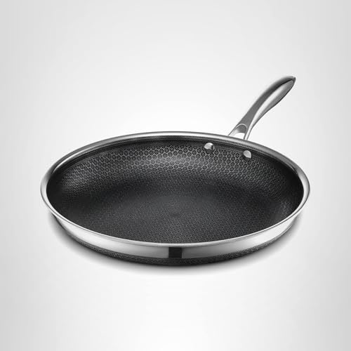 HexClad Hybrid Nonstick 12-Inch Frying Pan, Stay-Cool Handle, Dishwasher-Friendly, Oven-Safe Up to 900°F, Induction Ready, Compatible with All Cooktops
