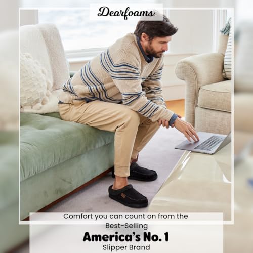 Dearfoams Men's Indoor/Outdoor Breathable Memory Foam Clog Offered in Wide Widths, Chestnut, Medium