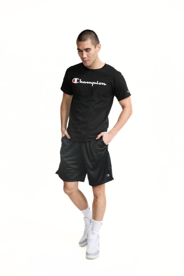Champion Mens T-Shirt, Cotton Midweight Crewneck Tee,t-Shirt for Men(reg. Or Big & Tall), Black Script, 4X-Large Big US