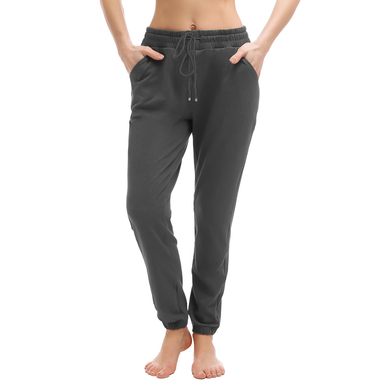 Walifrey Womens Joggers with Pockets, Drawstring Sweatpants Women for Lounging Jogging Gym and Workout DeepGrey,1 Pack DeepGrey XL