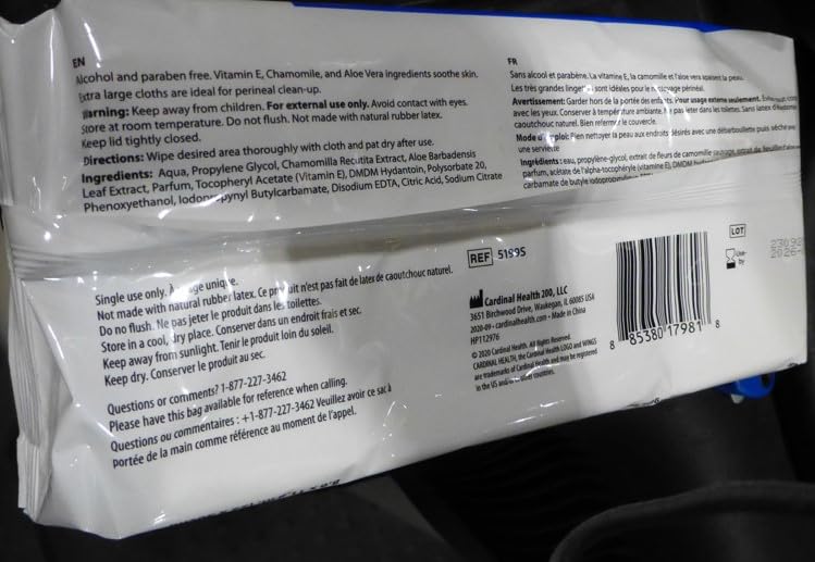Cardinal Health Wings Personal Cleansing Wipe 8.6 X 11.8 Inch 5199S, 1 Pack 48 Wipes