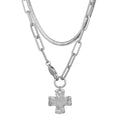 James Michelle The Original Silver Chunky Cross Necklace Set for Women – 3-Year Color Guarantee – Waterproof, Non-Tarnish, Hypoallergenic, Silver PVD Coated – Great for Beach, Wedding, Gifts