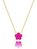 Qinpan 14K Gold Four Leaf Clover Necklaces for Women Lucky Flower Jewelry (Purple-14K Gold)