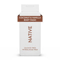 Native Shower Gel & Body Wash for Women & Men - Free of Sulphates & Dyes - Coconut & Vanilla Scent Body Soap - Gently Cleanses with Plant-Based ingredients (532ml)