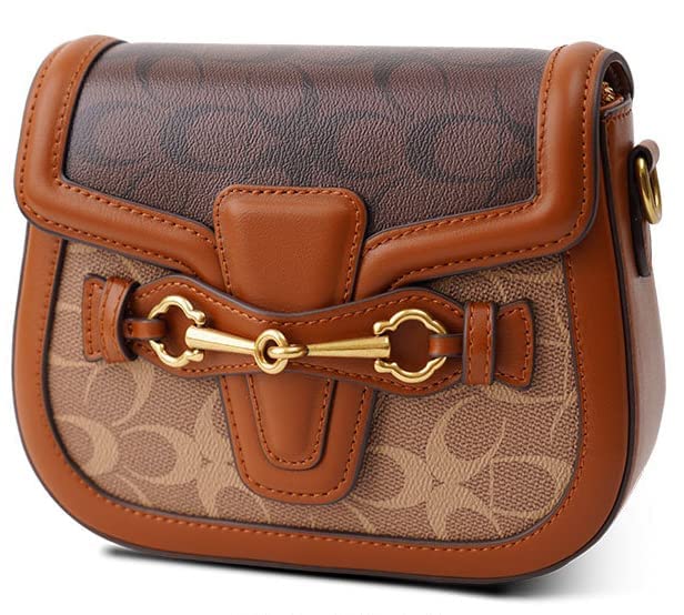 Women Small Crossbody Bags Women Golden Buckle Leather Purse Handbag Fashion Design (coffee&brown)