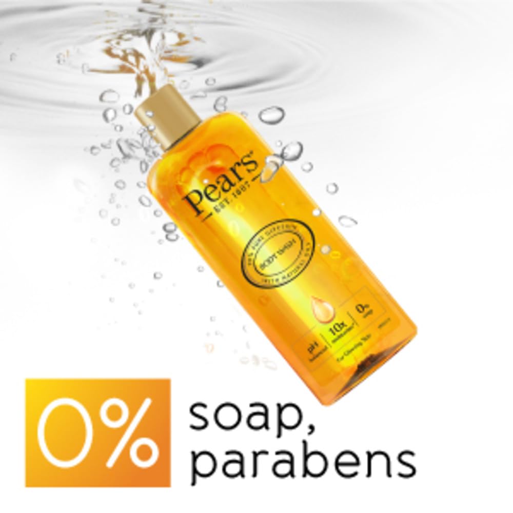 Pears Pure & Gentle Body Wash - Soap-free Cleanser - Nourishing Gel with 98% Pure Glycerin & Natural Oils - for Glowing Skin 10x More Moisturiser - Beauty Bath for Moisturising Care - 250ml (12 Pack)