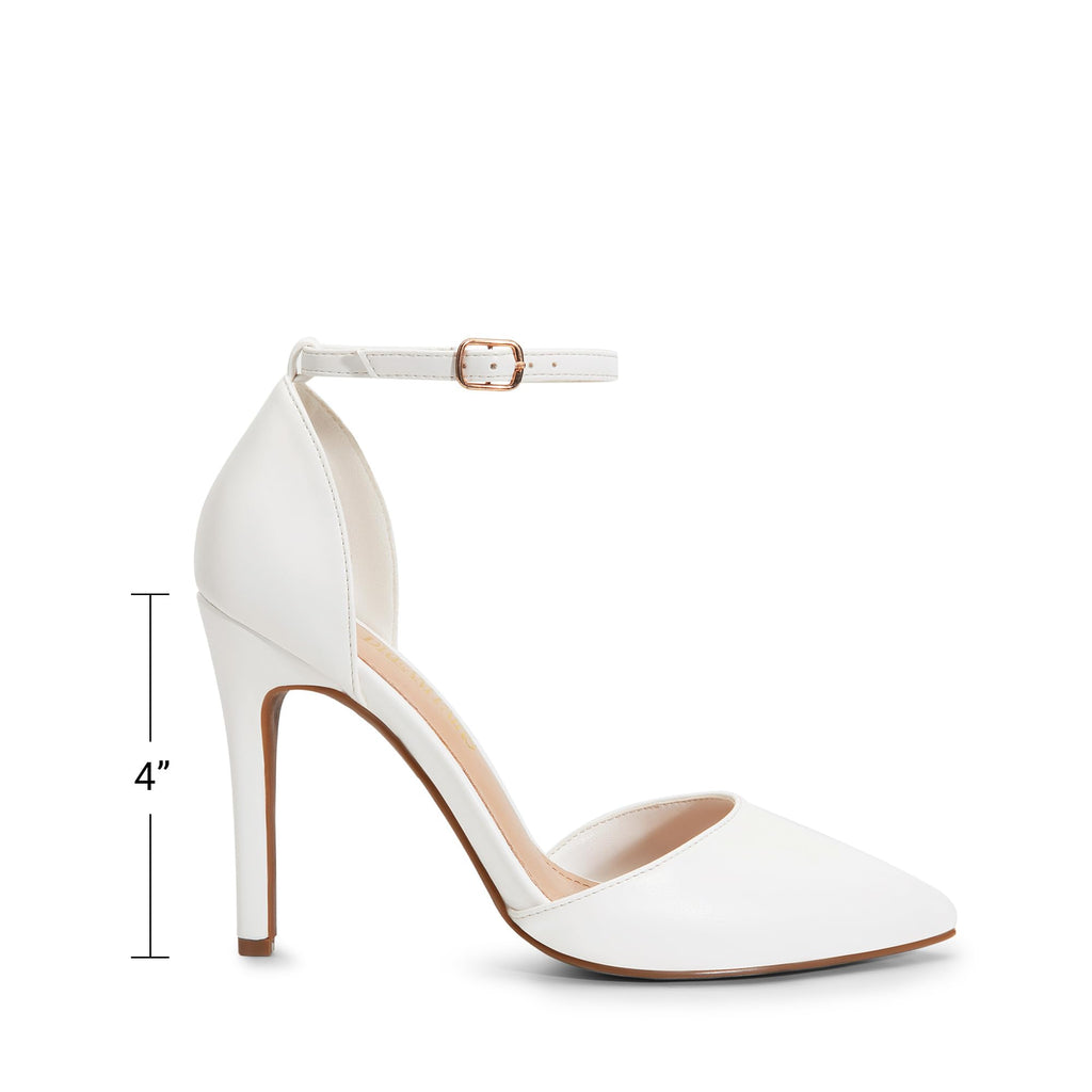 DREAM PAIRS Women's Oppointed-Lacey Pointed Toe Ankle Strap High Heel Stiletto Pumps Wedding Dress Shoes,Size 9,White/Pu,Oppointed_Lacey