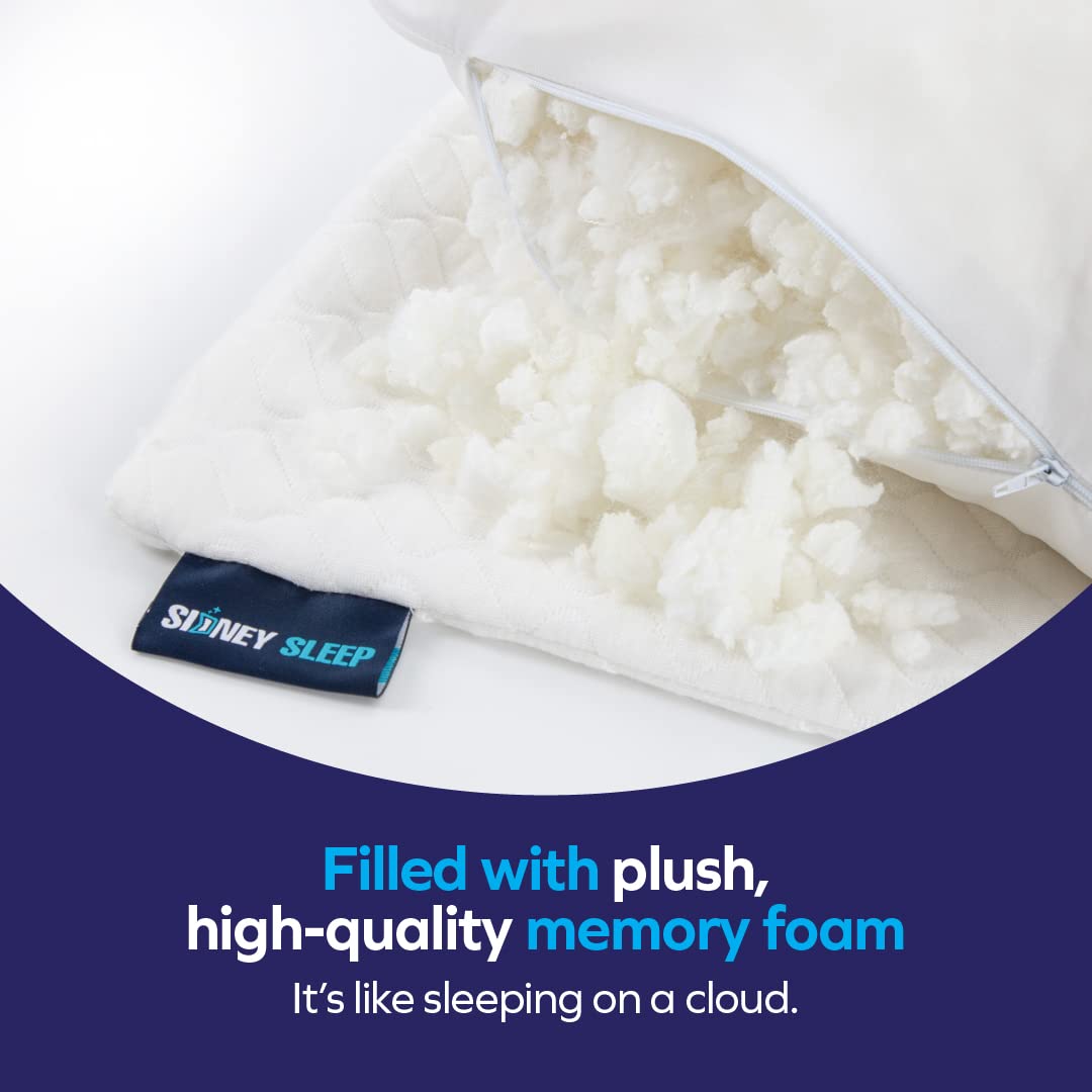 Sidney Sleep Adjustable Curved Pillows for Neck and Shoulder Support with Extra Shredded Fill - Cervical Contour Pillow for Side and Back Sleepers - Queen Size 19" x 29" CertiPUR-US Certified (White)