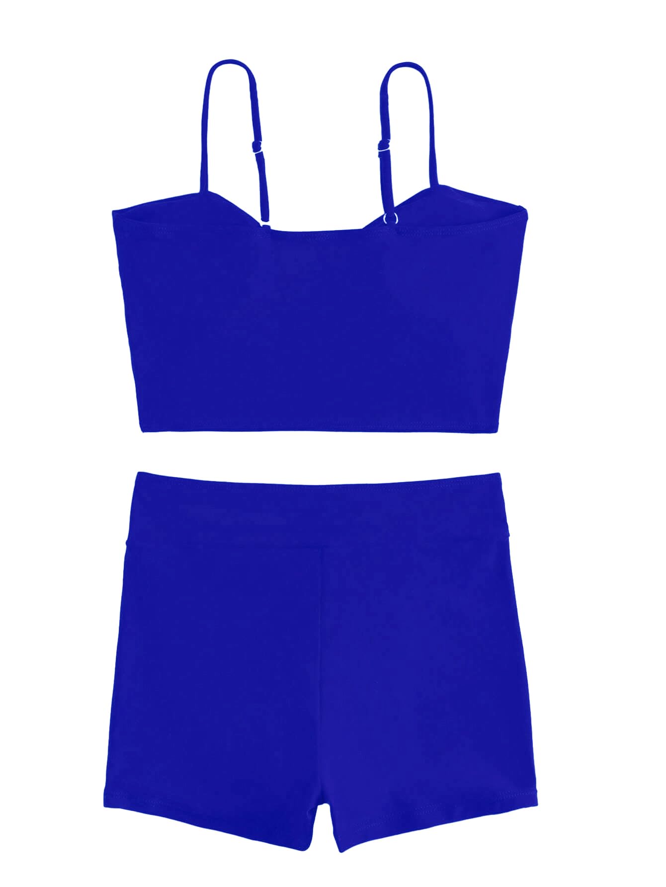 Lilosy Petite High Waisted Tummy Control Drawstring Bikini Set String Swimsuit Cami Top and Tie Side Shorts 2 Piece Women Bathing Suit Royal Blue X-Small