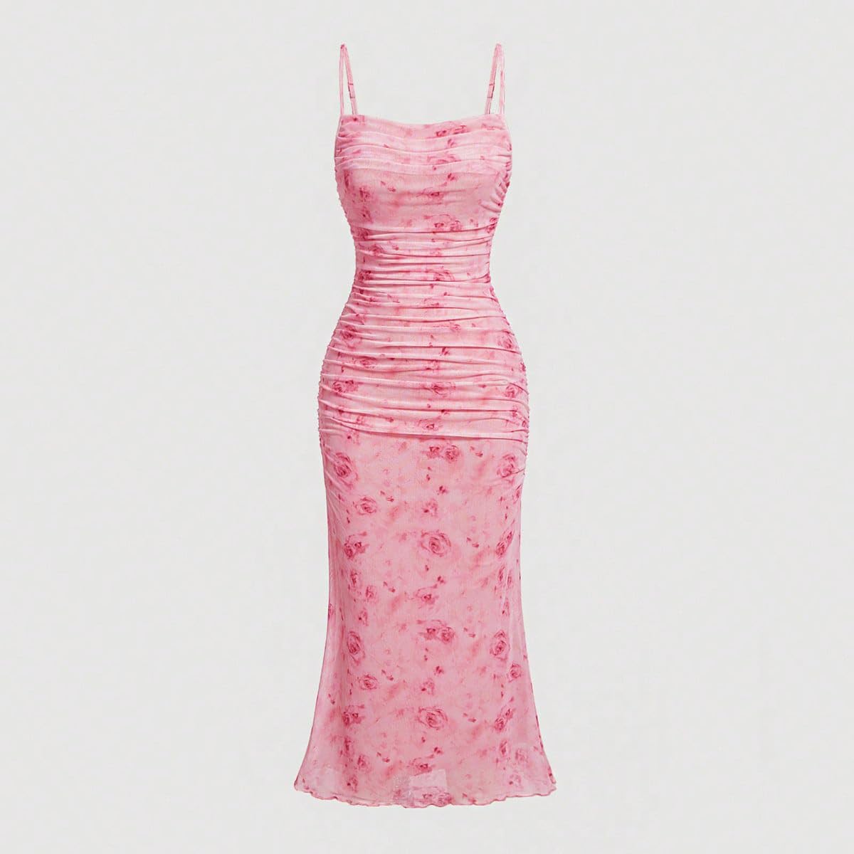 GORGLITTER Women's Floral Spring Summer Wedding Guest Dress Bridal Shower Cocktail Tea Party Beach Midi Sun Dress 2026 Pink Florals Small