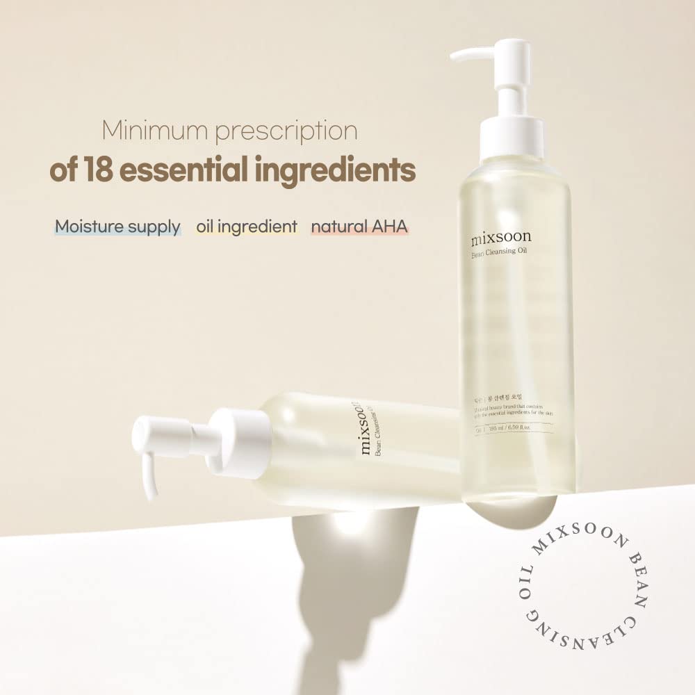 mixsoon Bean Cleansing Oil - Lightweight Oil Deep Cleansing and Makeup Remover, Fermented Bean, Hydrating and Balancing for Smooth Skin 195ml / 6.59 fl.oz. Korean Glass Skin Care