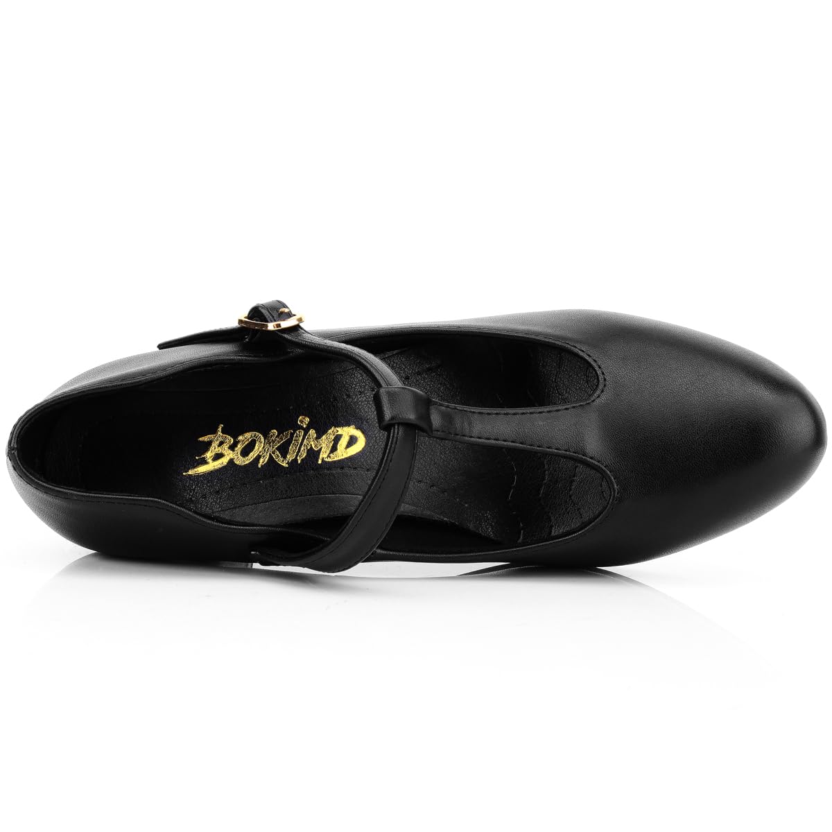 Bokimd Women's Character Shoes Non-Slip Latin Salsa Ballroom Dance Heels T-Strap Wedding Pumps (10.5 / Black)