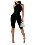 WDIRARA Women's Tie Backless Halter Jumpsuits Tummy Control Date Night Unitard Sexy Rompers Black Small
