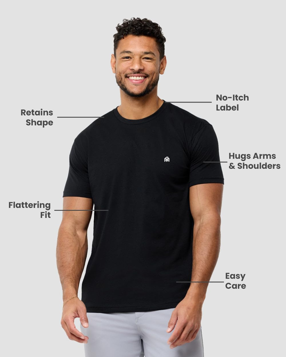 INTO THE AM Men's Logo Basic Tees 3 Pack Multipack - Fitted Essential Crewneck Blank Gym Classic Casual True Fit Fashion for Guys (Black/Navy/Olive Green, X-Large)