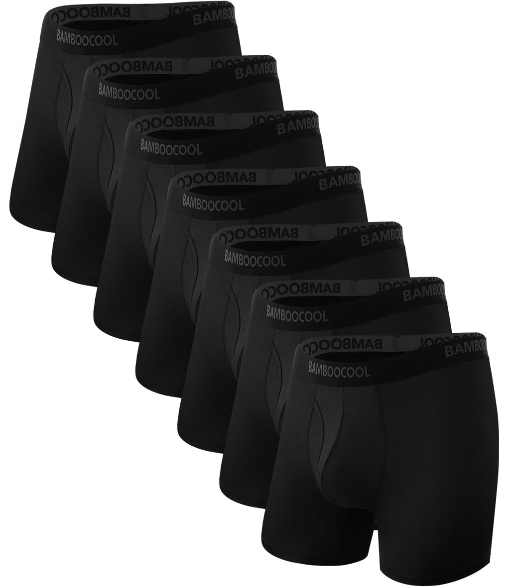 BAMBOO COOL Men's Underwear Breathable Boxer Briefs with Fly Moisture-Wicking Lightweight Underwear