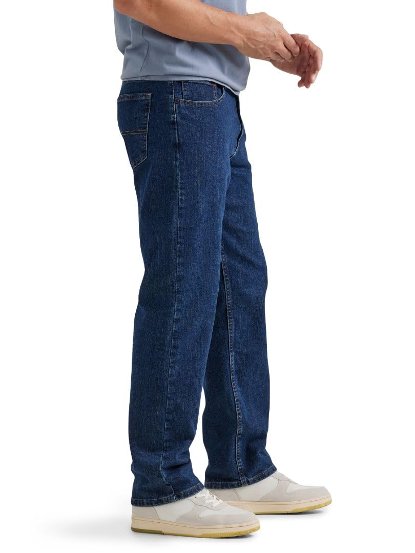Wrangler Authentics Men's Comfort Flex Waist Relaxed Fit Jean, Dark Stonewash, 42W x 30L