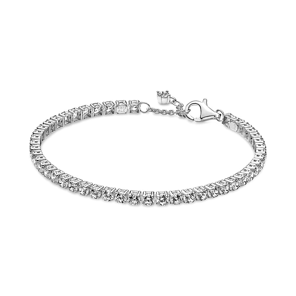 PANDORA Sparkling Tennis Bracelet - Sterling Silver & Cubic Zirconia Bracelet for Women Timeless Collection - Gift for Her - 18 cm, No Gift Box