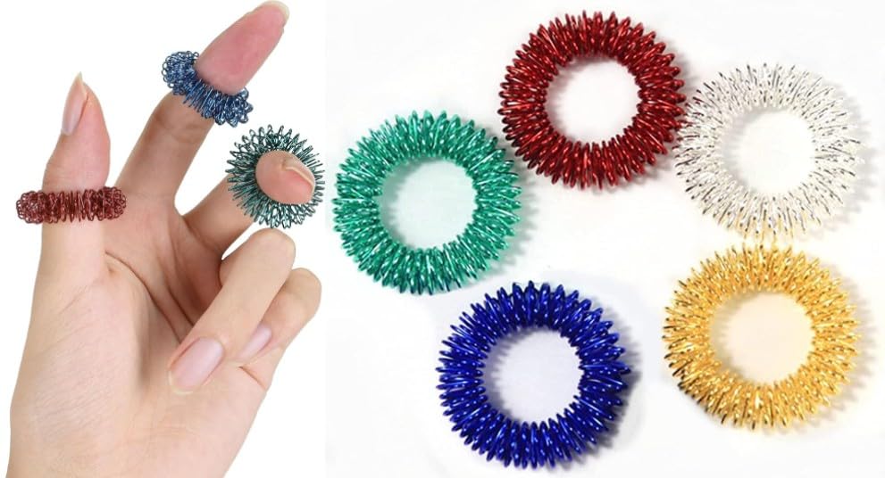 5Pcs Multicolor Finger Massage Rings Prickly Sensory Acupressure Ring, Color Professional Processed，Manual Massage Balls，Exercise One's Fingers Health Care Products Health and Household,Massage Tools
