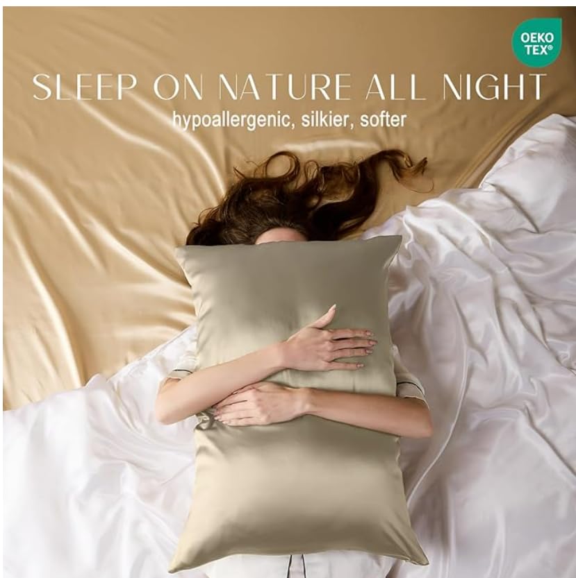 ZIMASILK 100% Pure Mulberry Silk Pillow Cases for Hair and Skin, Soft, Hypoallergenic & Smooth, Both Sides Grade 6A Silk, with Hidden Zipper, Gift for Women Men, 1pc (Queen 20''x30'', Taupe)