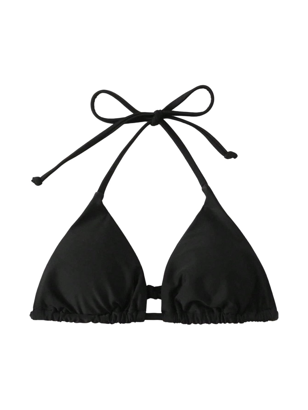 WDIRARA Women's Solid Triangle Bikini Top Sexy Halter String Micro Bathing Suits Tops Black Small