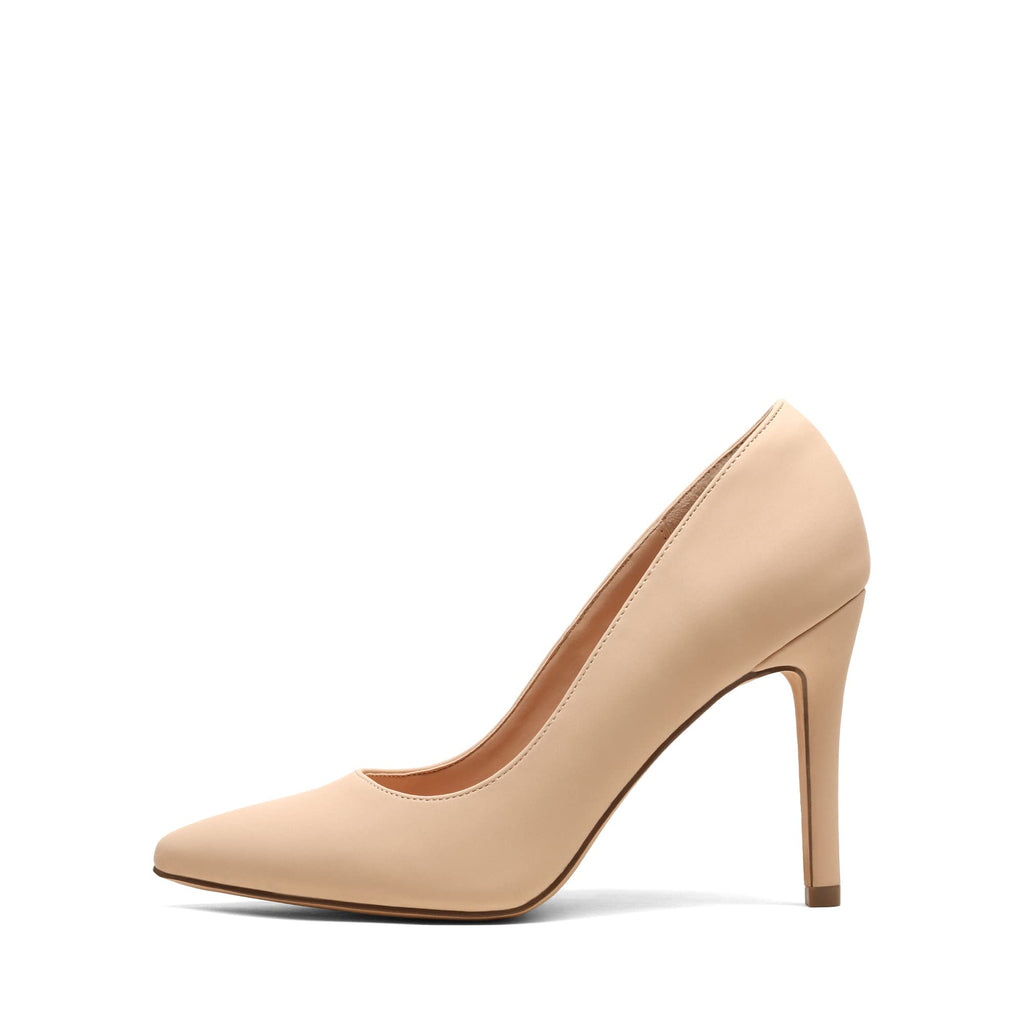DREAM PAIRS Women's Closed Toe High Heels Dress Pointed Toe Wedding Pump Shoes,Size 7.5,Nude/Nubuck