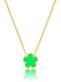 Qinpan 14K Gold Four Leaf Clover Necklaces for Women Lucky Flower Jewelry (Lime Green-14K Gold)
