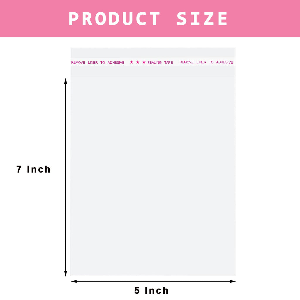 Morepack Self Sealing Cellophane Bags,5x7 Inches 200 Pcs Clear Resealable Cookie Bags Self Adhesive for Packaging Cookies,Favors, Products