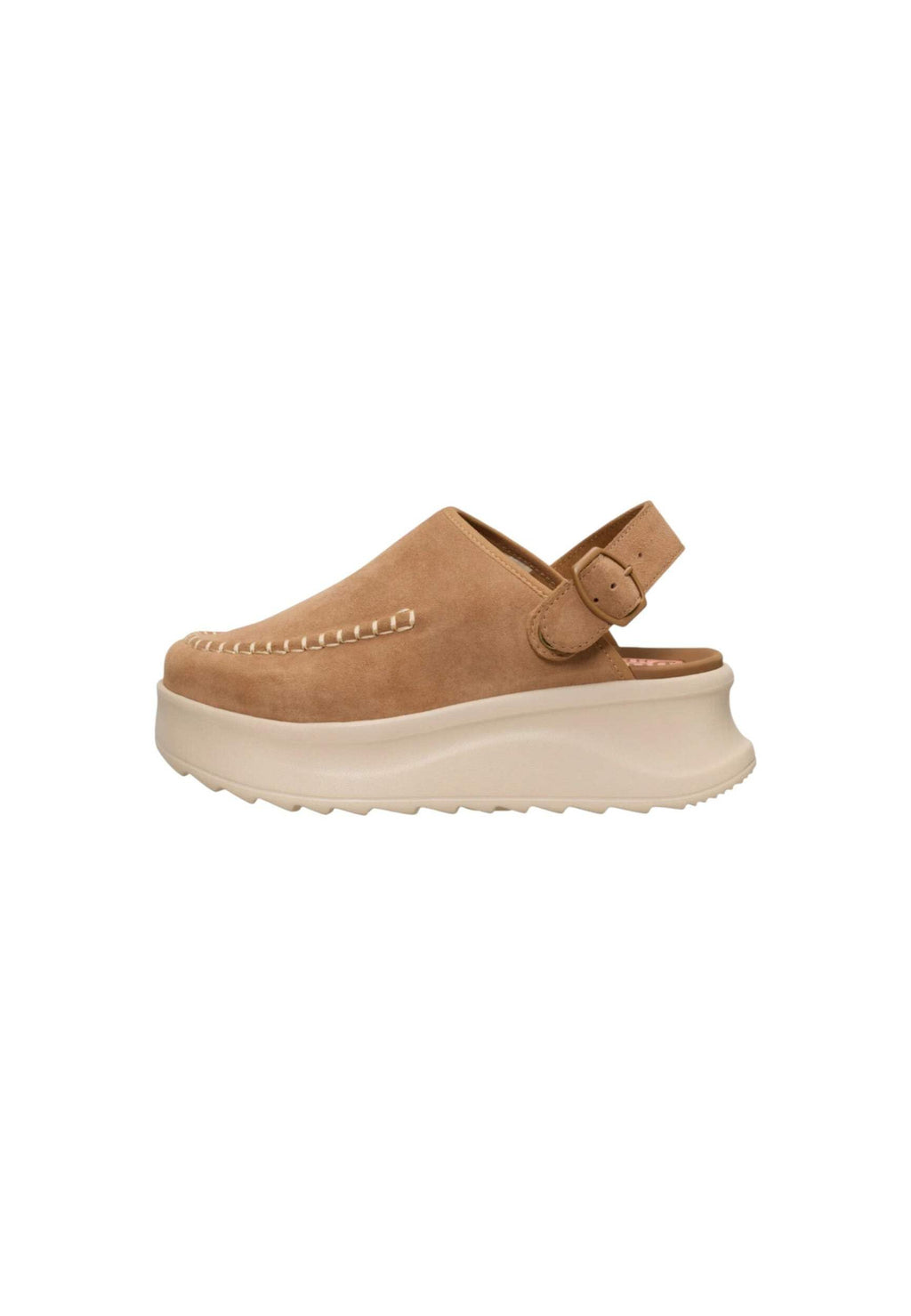 HEYDUDE Women's Delray Suede Tan Size 8,Platform Clog, Casual Slip-On Shoes, Lightweight, Comfortable, Stylish Everyday Footwear