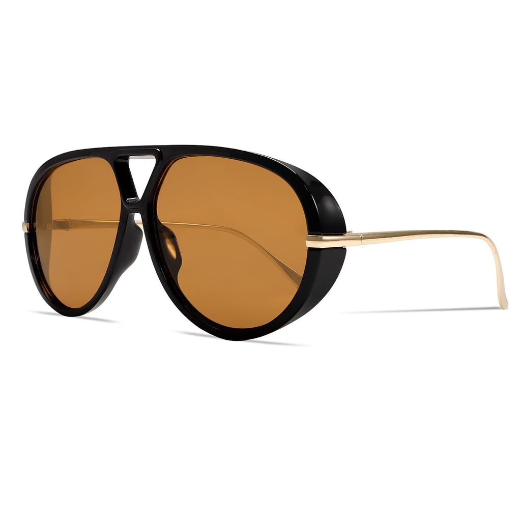 GUVIVI Retro Gold Aviator Sunglasses for Women Men, 2026 Metal Oversized 70s Aviators Black Sun Glasses