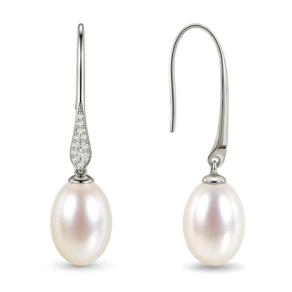 Pearl Drop Earrings for Women, Gold Plated & 925 Sterling Silver, Pink & White Dangle Earrings, Dainty Cute Elegant Bridal Wedding Gift for Her