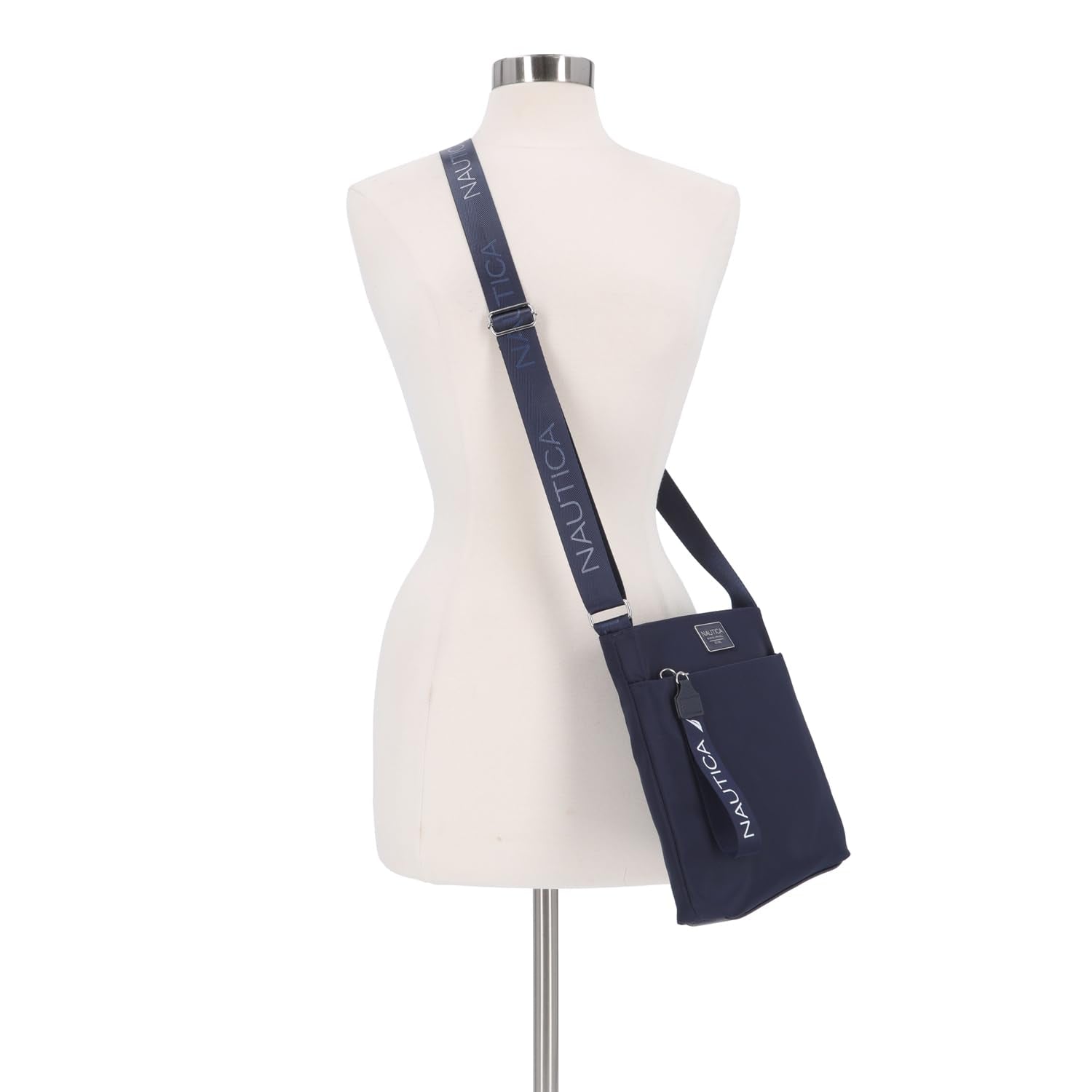Nautica Diver Nylon Small Women's Crossbody Bag Purse with Adjustable Shoulder Strap, Indigo 2