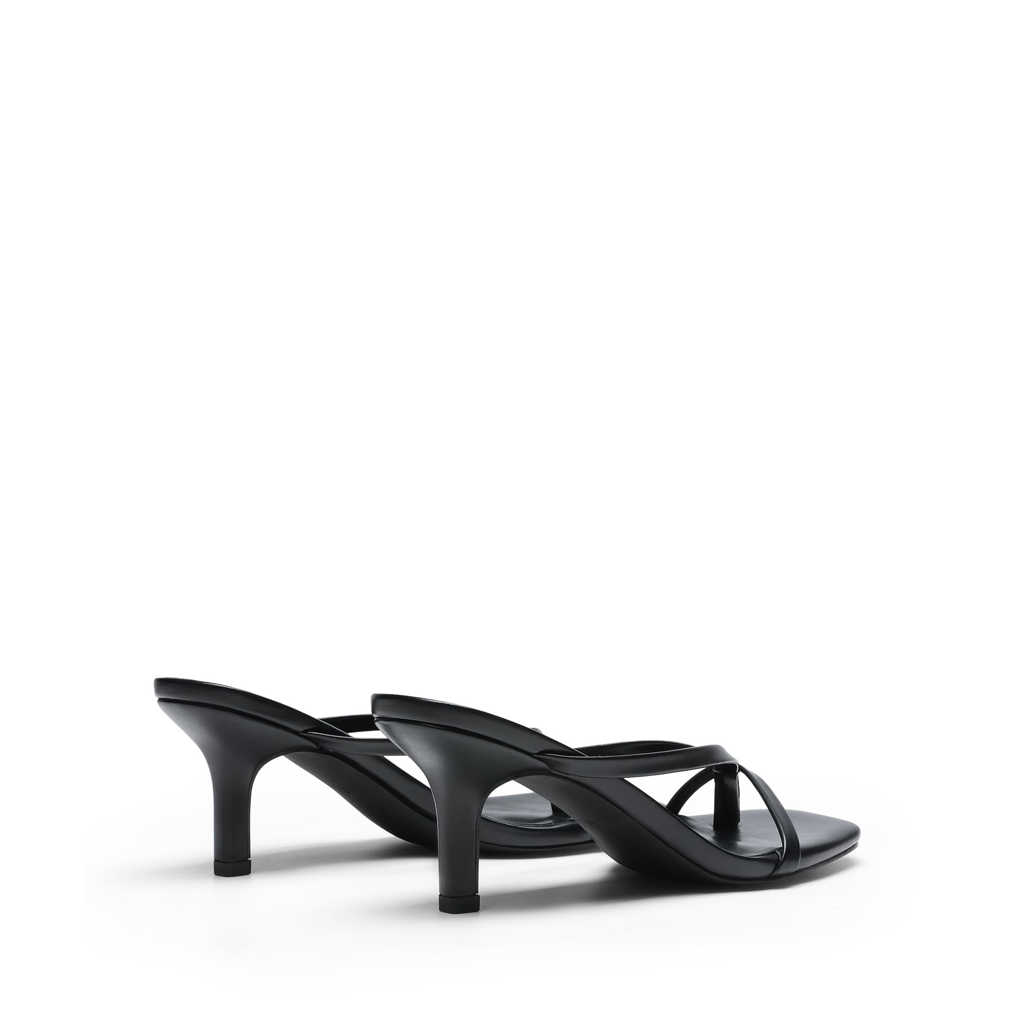 DREAM PAIRS Heels for Women Flip Flops Kitten Low Heels Open Square Toe Thong Heeled Sandals, Fashion Comfort Shoes for Party Casual Slides,Size 8.5,Black,DWUMFF2503