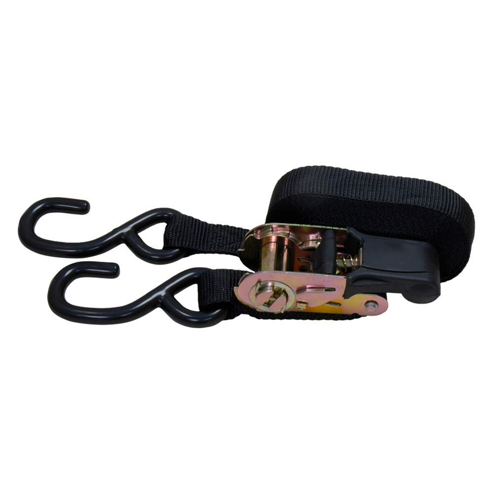 Amazon Basics 1" x 15ft Ratchet Tie Downs, 500 lbs Load Cap, 1500 lbs Break Strength, Black, 12-Pack