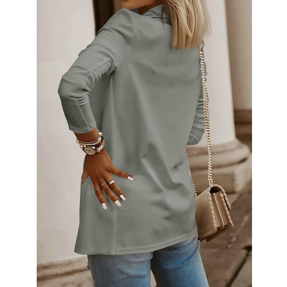 Womens Casual Long Sleeve Blazers Solid Color Knit Blazer Work Office Open Front Blazer Jacket Grey