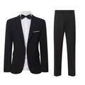 Men's Suit Set 2Pcs Slim Fit Elegant Solid Dress Blazer Pants,Formal Mens Tuxedo Set Single Breasted 2 Button for Business,Weddings,Parties,Proms,Interview,Funeral,Office(QH2501-Black-5-XL)