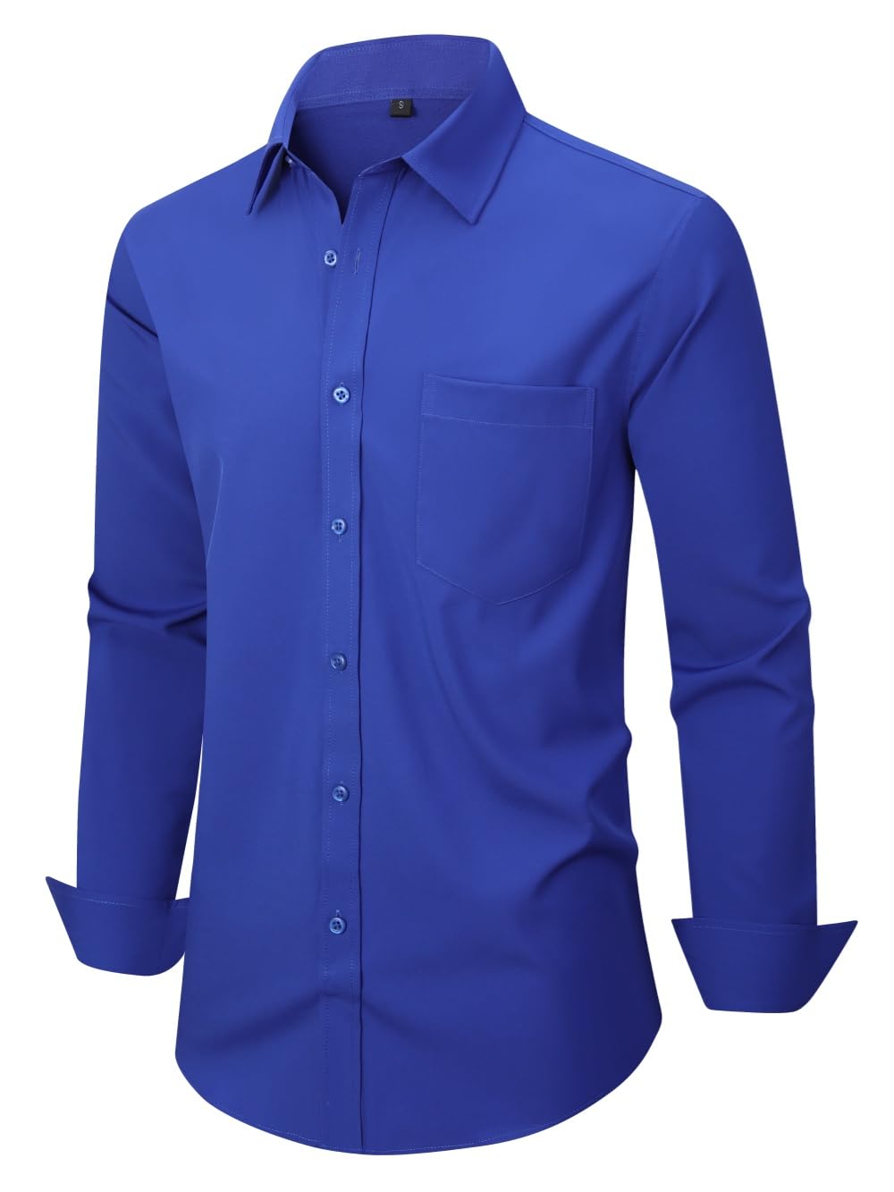 Lumilk Men's Dress Shirts Long Sleeve Button Down Shirt Business Formal Stretch Shirt Regular Fit with Pockets Royal Blue XX-Large