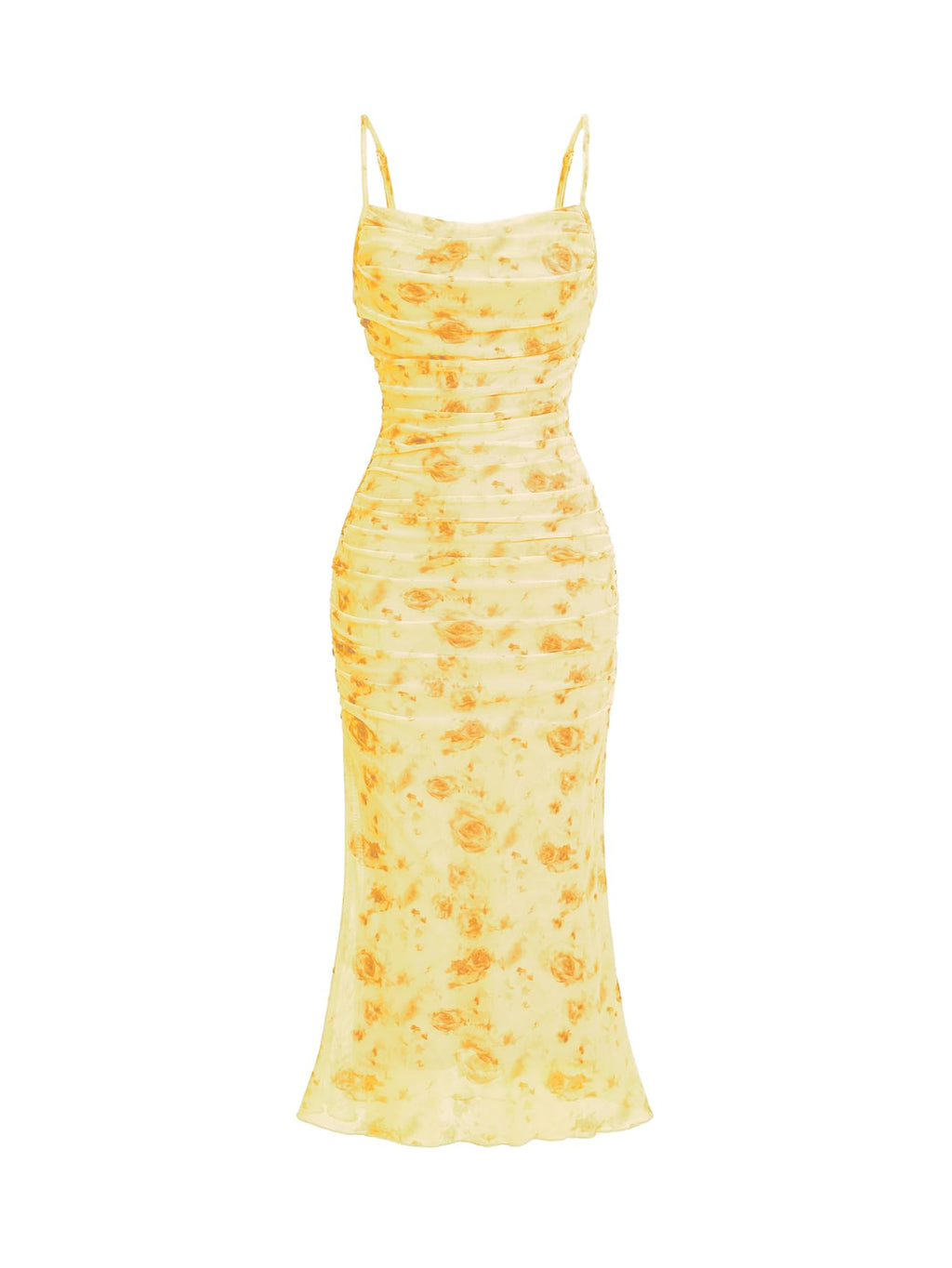 GORGLITTER Women's Floral Spring Summer Wedding Guest Dress Bridal Shower Cocktail Tea Party Beach Midi Sun Dress 2026 Yellow Florals Small