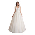 Abaowedding Women's Wedding Dress for Bride Lace Applique Evening Dress V Neck Straps Ball Gowns Ivory US 16