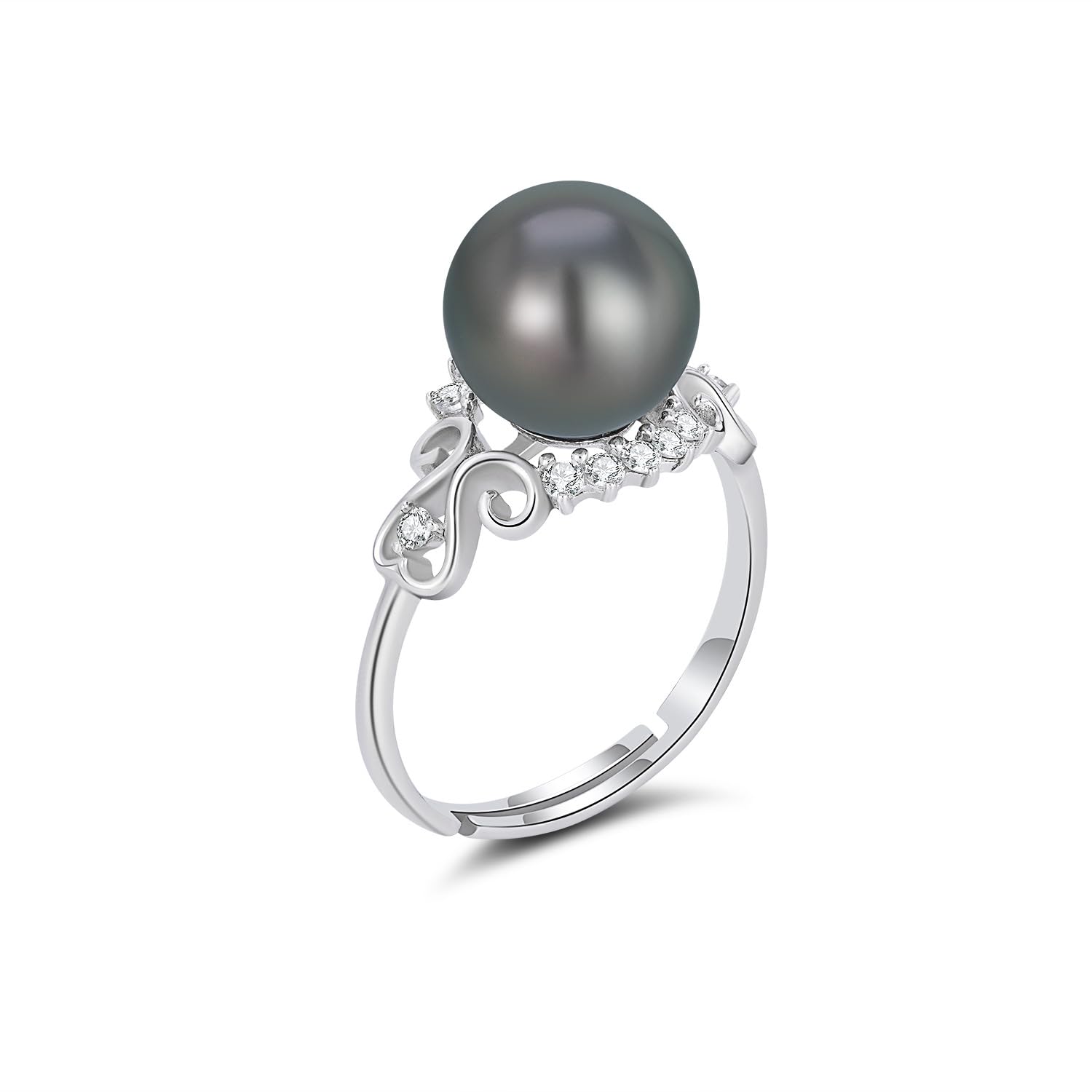 Tahitian Black Pearl Rings Jewelry For Women Fashion Christmas Gifts Wife Mom Girlfriend, Anniversary Birthday Fine Jewelry Gifts for Her NO33247