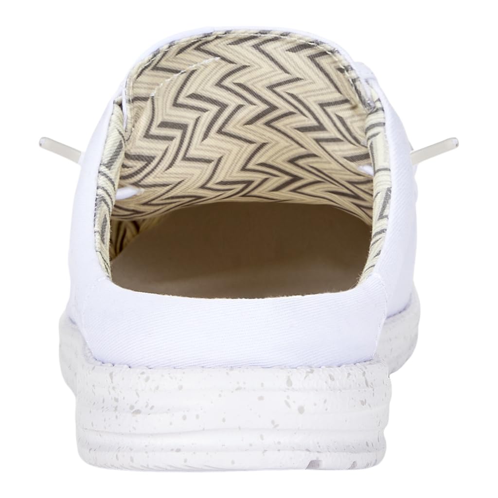 HEYDUDE Men's Wally Slip Stretch Canvas White/White Size 10 | Men's Shoes | Men Slip-on Loafers | Comfortable & Light-Weight
