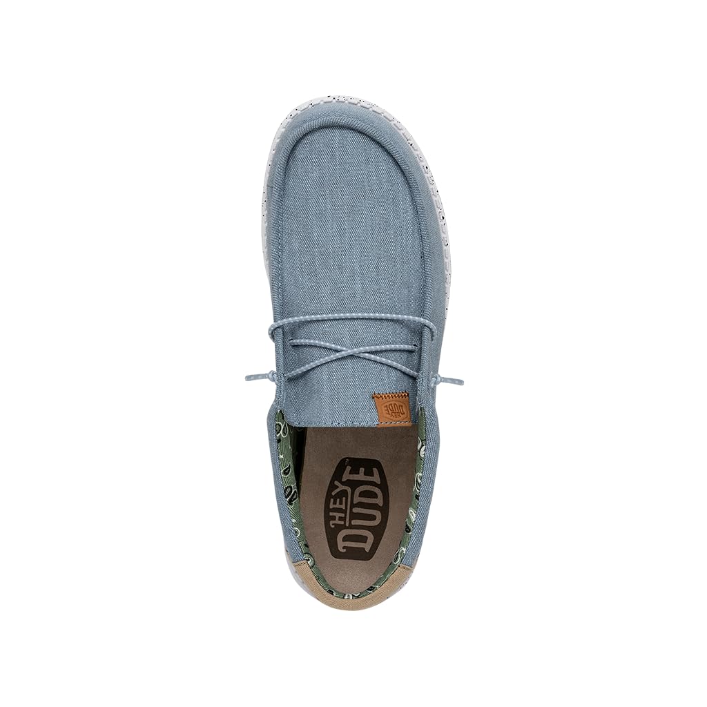 HEYDUDE Men's Wally Washed Canvas Blue Size 10 | Men's Shoes | Men's Slip-on Loafers | Comfortable & Light-Weight