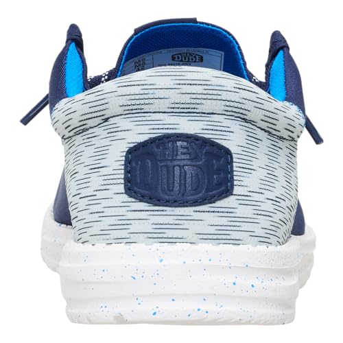 HEYDUDE Wally Funk Jersey Jacquard Peacoat Blue/Multi 10, Men’s Shoes, Slip-on Loafers, Comfortable & Light-Weight