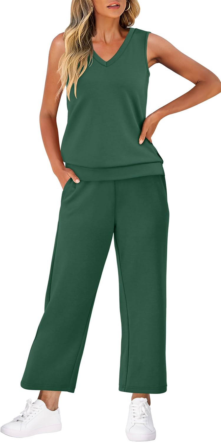 WIHOLL Matching Sets Women Clothing Summer Outfits 2 Piece Sets for Women Business Casual Outfits Dressy Casual M