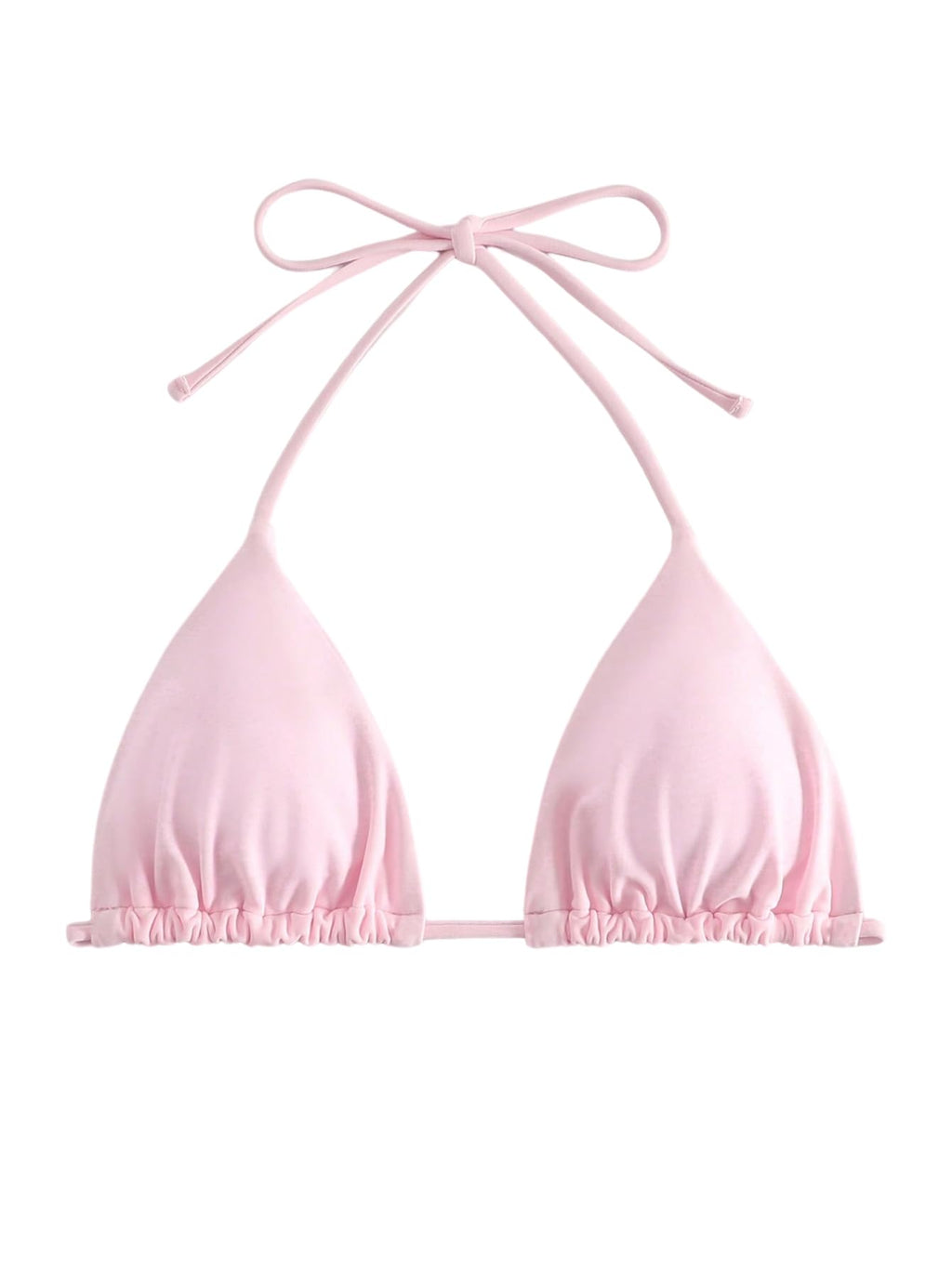 WDIRARA Women's Solid Triangle Bikini Top Sexy Halter String Micro Bathing Suits Tops Light Pink S