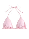 WDIRARA Women's Solid Triangle Bikini Top Sexy Halter String Micro Bathing Suits Tops Light Pink S