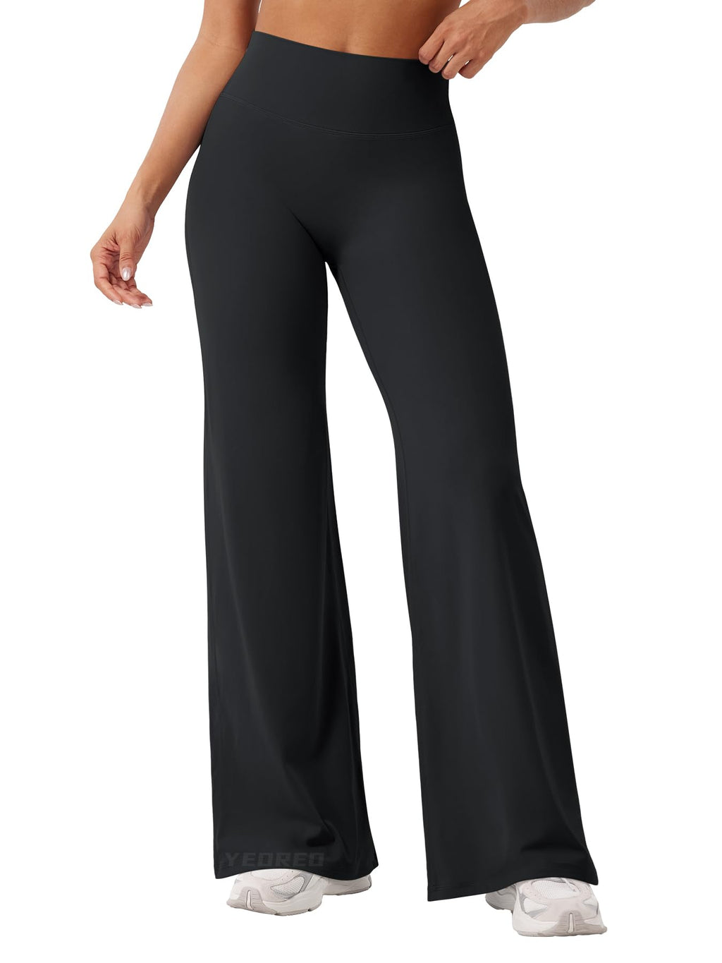 YEOREO Workout Leggings Womens No Front Seam Straight Leggings 31.5" High Waist Buttery Eddiy Gym Yoga Pants Black S
