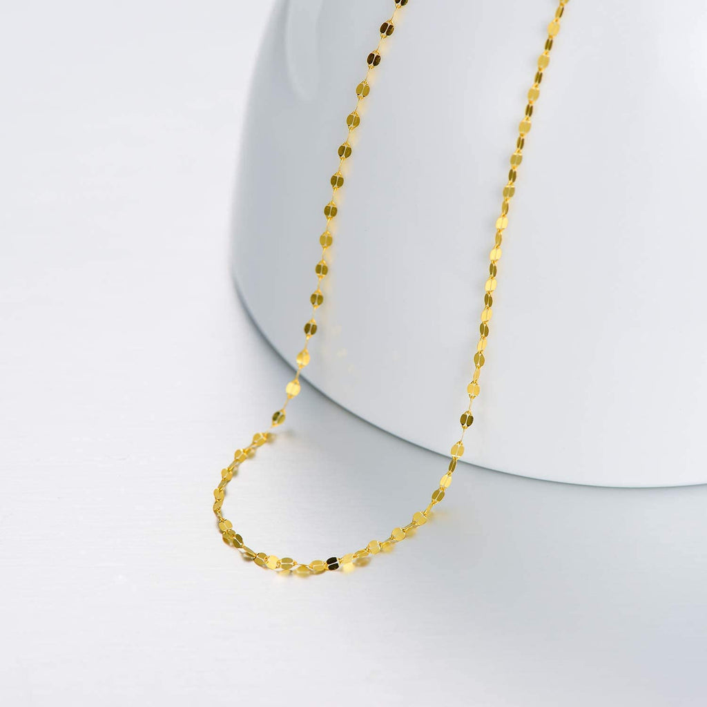 SISGEM 10K Solid Gold Mirror Chain Necklace, 1.8MM Real Yellow Gold Italian Mirror Link Chain Necklace Jewelry Gift for Women 22" (22 Inches)