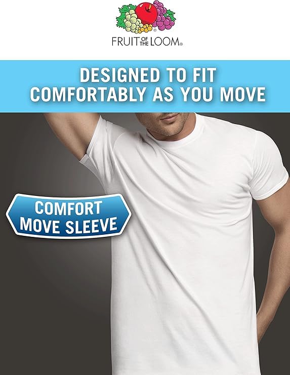 Fruit of the Loom mens Stay Tucked Crew T-shirt Underwear, Classic Fit - White 6 Pack, XX-Large US
